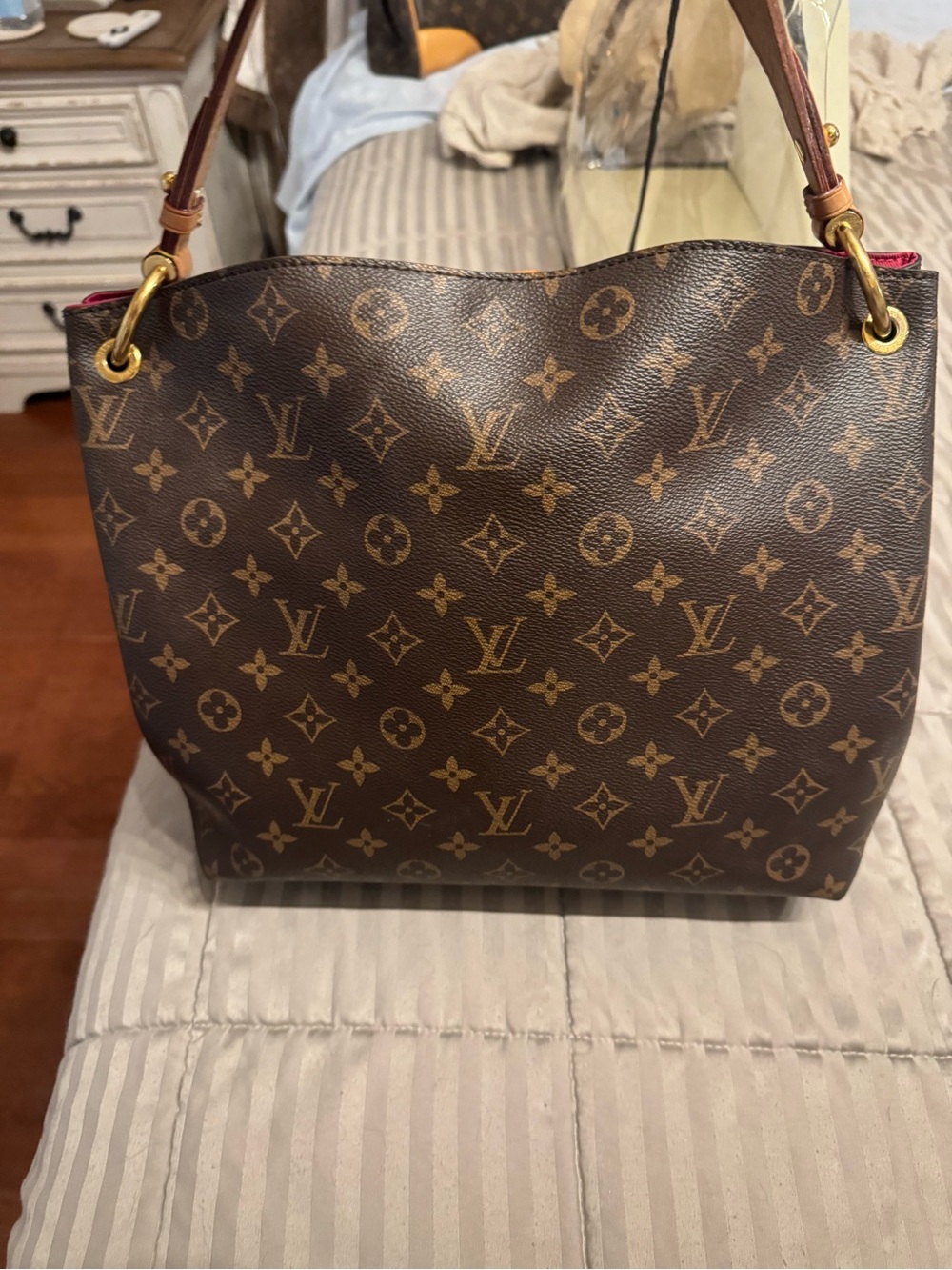 Louis Vuitton Monogram Bucket Bag with Burgundy Interior - Picture 9 of 10